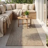 FRAAI Tapis de balcon | Malta Arrow Naturel | 80x500cm | Crème | Tapis de couloir | Tapis