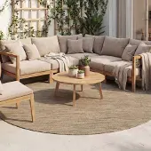 FRAAI Tapis d'extérieur rond | Malta Melange Naturel | Ø 120cm | Crème | Rond | Tapis d'extérieur