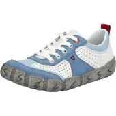 Rieker Baskets pour femmes Chaussures à lacets en cuir au look rétro avec motif perforé L0307, taille : 37 EU, couleur : blanc