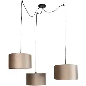 QAZQA Suspension noire avec abat-jour taupe 35cm 3 lumières - Cava