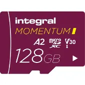 Integral SDXC Micro SD 128GB U3 V30 (128 Go, microSD, microSDXC, U3, UHS-I), Carte mémoire, Rouge