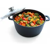 Relaxdays Casserole , avec couvercle en verre, revêtement antiadhésif, compatible induction, H x P : 11 x 24 cm, cocotte, fonte d'aluminium, noire