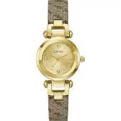 GUESS Montre à affichage analogique 'GINGER' marron / jaune d'or