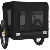 vidaXL Remorque pour vélo Chiens Noir Tissu Oxford & Fer