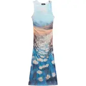 Desigual Robe beige clair / bleu ciel / bleu foncé / orange