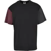 Urban Classics T-Shirt brun foncé / rouge pastel / noir