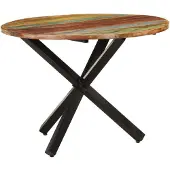 Syfax Table à dîner ronde 100x100x75 cm Bois de récupération massif