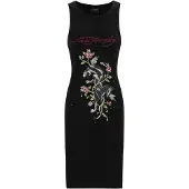 Ed Hardy Robe 'Panther und Blumen' kiwi / rose foncé / noir / blanc