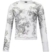 Ed Hardy T-Shirt 'Schlange und Drache' gris clair / noir