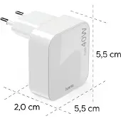 Hama Chargeur rapide, GaN, 1 USB-C, mini-chargeur pliable, PD, 40 W, blanc