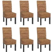 Mendler Lot De 6 Chaises M69, Banane Tressée Pieds Foncés