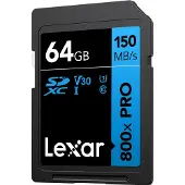 Lexar Carte SDXC 800x PRO Blue Series 64Go UHS-1 V30 - Read 150