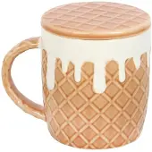 Something Different Mug Gaufre 550ml Avec Couvercle Ou Dessous De Verre Pratique