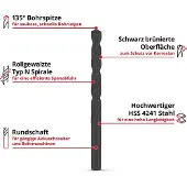 Einhell rond, cassette de rangement incluse) (1, 1,5, 10 mm, 2, 2,5, 3, 3,5, 4, 4,5, 5, 5,5, 6, 6,5, 7, 7,5, 8, 8,5, 9, 9,5)