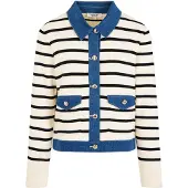 Morgan's Pomade Cardigan marine / bleu denim / blanc cassé