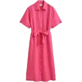 Gant 4503495 Linen Short Sleeve Long Dress Rose 38 Femme
