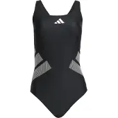 Adidas Maillot de bain sport 'Logo C-back' gris / noir / blanc