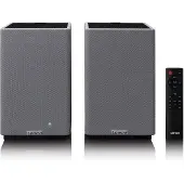 Lenco SPB-240BKGY - Ensemble de 2 enceintes stéréo Bluetooth HiFi - Un son puissant dans un design élégant - Noir/gris