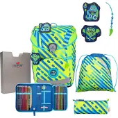 DERDIEDAS sac d'école ErgoFlex Easy Exklusiv Neon Schulranzenset 5 pièces Monster vert fluo
