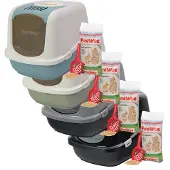 Peewee EcoDome - Bac à litière pour chat - Kit de démarrage - Noir/Noir