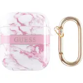 GUESS Gua2Hchmap Airpods 1/2 Cover Różowy/Pink Marble Strap Collection