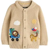 Next Cardigan bleu / marron / brocart / blanc