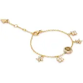 GUESS Secret Garden Flower Charms Bracelet, (Acier inoxydable, Verre, Zircone)