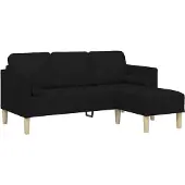 vidaXL Ensemble de Canapés Noir 173 x 131 x 67 cm tissu
