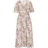 Usha Robe rouille / brocart / noir / blanc