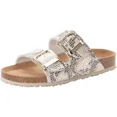 Tamaris Mules pour femme à deux brides, motif animalier, semelle intérieure en cuir, 1-27523-46, pointure : 42 EU, couleur : beige