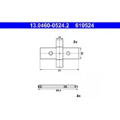 Ate 13.0460-0524.2 Kit d'accessoires pour plaquettes de frein à disque arrière pour VOLVO V70 II (285) pour TESLA Model S (5YJS)