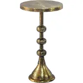 Wohnling Table d'appoint Aluminium Or 30 cm Table d'appoint ronde Métal Table décorative orientale Table de salon Table basse en aluminium Table basse orientale Fait main