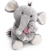 Nici Peluche éléphant avec son petit GREEN