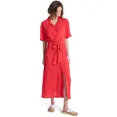Roxy Island Escape Solid Short Sleeve Long Dress Rouge M Femme
