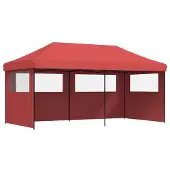 vidaXL Tente de réception pliable Pop-Up avec 3 panneaux latéraux rouge bourgogne