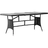vidaXL Table de jardin noire 170x80x74 cm Poly rotin