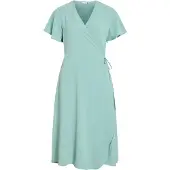 Vila Lovie Wrap Short Sleeve Midi Dress Bleu 34 Femme