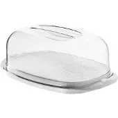 Rotho Cloche à fromage Fresh - Plateau de service 29,0 x 17,0 x 10,5 cm - Plateau à fromage avec couvercle - Cloche hermétique - Boîte à fromage - Beurrier en plastique