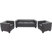 Mendler 3-1-1 Ensemble de canapés Loungesofa Lille similicuir, gris foncé