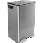 MSV spirella Poubelle Système de tri sélectif avec couvercle 60 L (2x30 litres) avec seau intérieur grandes poubelles Poubelle à pédale Acier inoxydable Argent