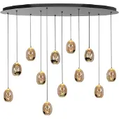 Highlight Suspension Golden Egg Noir 12 lumières ovale