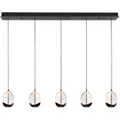 Highlight Suspension Clear Egg Noir 5 lumières droit