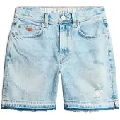 Superdry Mid Rise Cut Off Shorts Bleu 26 Femme