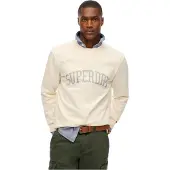 Superdry pour homme. M2014090A Athletic Ess Crew Sweatshirt off-white (L), Blanc, Casuel, Coton, Manche longue