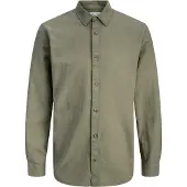Jack & Jones Esummer Linen Blend Long Sleeve Shirt Vert M Homme