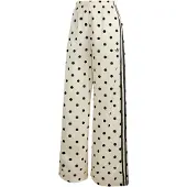 Adidas Originals Pantalon 'SATIN POLKA DOTS WIDE LEG' noir / blanc