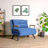 Hannah Home , Sando Single - Blue, Canapés-lits, Canapé-lit 1 place, bleu, polyester, 67 x 78 x 78 x cm