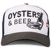 Coastal Casquette 'Oysters & Beer' bleu marine / anthracite / rouge sang / blanc