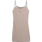 Superdry Embroidered Rib Strappy Sleeveless Short Dress Beige M Femme