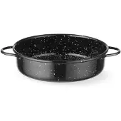 Hendi Plat de cuisson "fuente", émaillé,, Noir, ⌀160x(H)45mm, Plat à gratin, Noir